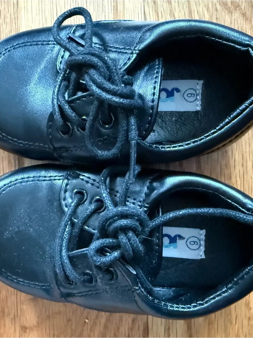Kids Black Leather Lace-Up School Shoes
